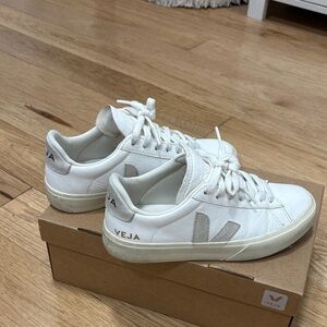 Veja White and Gray Casual Sneakers